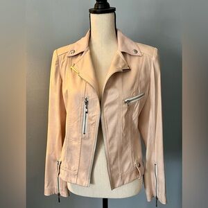 Blush Pink Moto Jacket Faux Suede